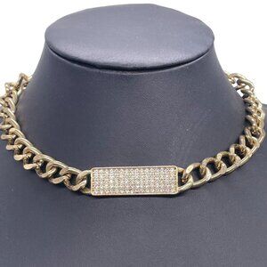 Simply Vera Vera Wang Pave Rhinestone Cuban Chain Choker Necklace Gold Tone